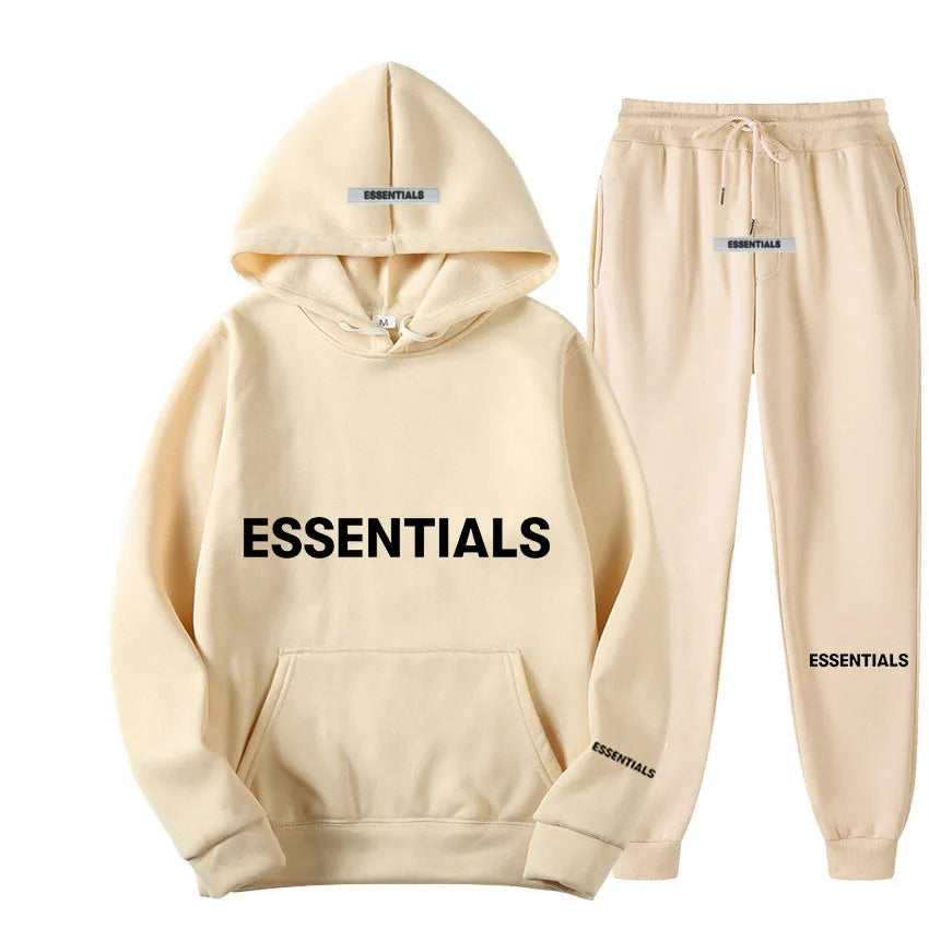 Unisex Essentials Reflective Letter Hoodie Set - Streetwear Fashion