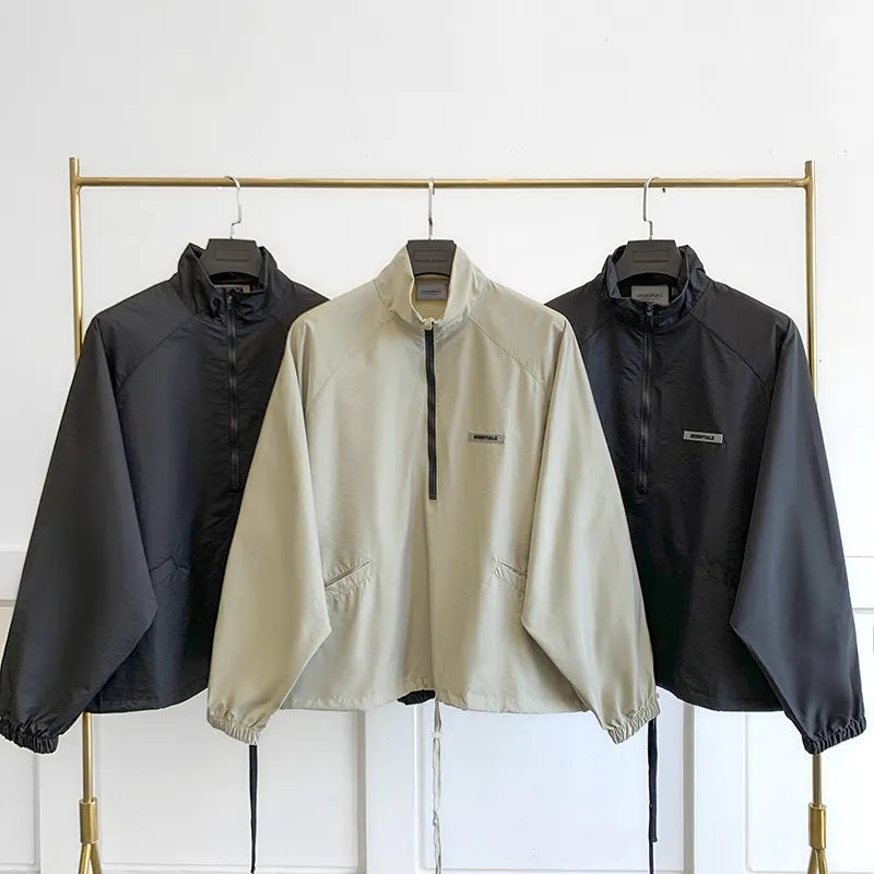 New Men's Essentials Letter Windbreak Coat Thin Jacket Reflective Streetwear Unisex Loose Oversized Hip Hop Zipper pullover