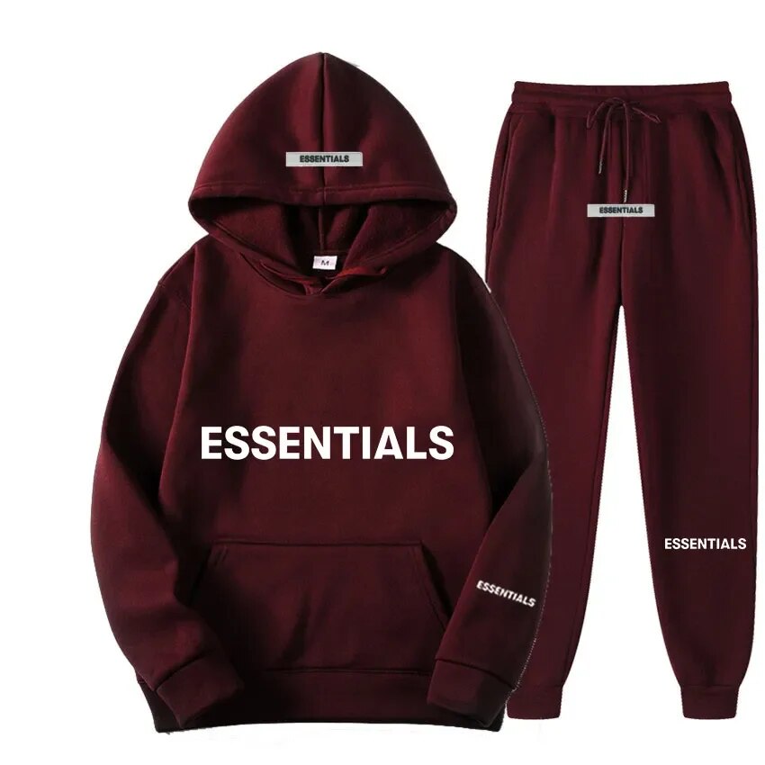 Unisex Essentials Reflective Letter Hoodie Set - Streetwear Fashion