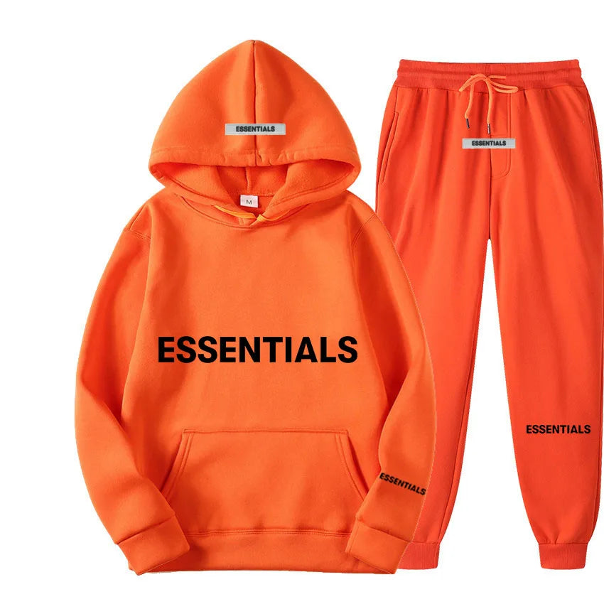 Unisex Essentials Reflective Letter Hoodie Set - Streetwear Fashion