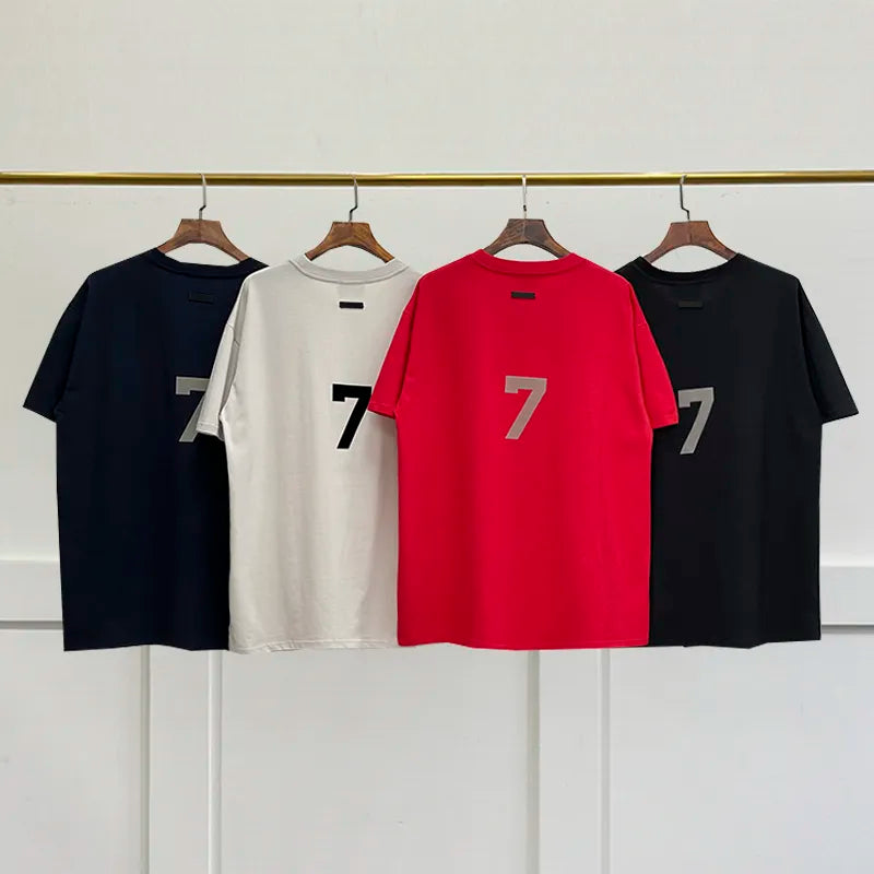 New Essentials T-shirt FG Season 7 Main Line Loose Flocking Print Neutral Short Sleeve Oversized Hip Hop Street T-shirt