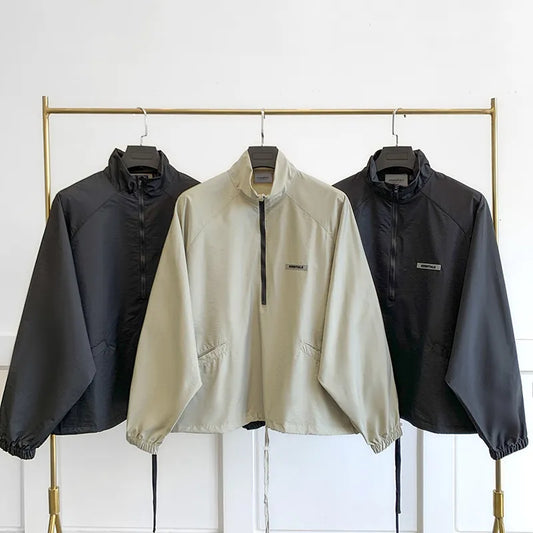 New Men's Essentials Letter Windbreak Coat Thin Jacket Reflective Streetwear Unisex Loose Oversized Hip Hop Zipper pullover