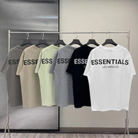 Summer Essentials Men's T shirts Cotton LA Letters Reflective High-Quality Hip Hop Top Tee Oversized Unisex T-Shirts