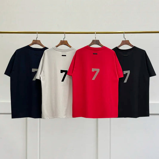 New Essentials T-shirt FG Season 7 Main Line Loose Flocking Print Neutral Short Sleeve Oversized Hip Hop Street T-shirt